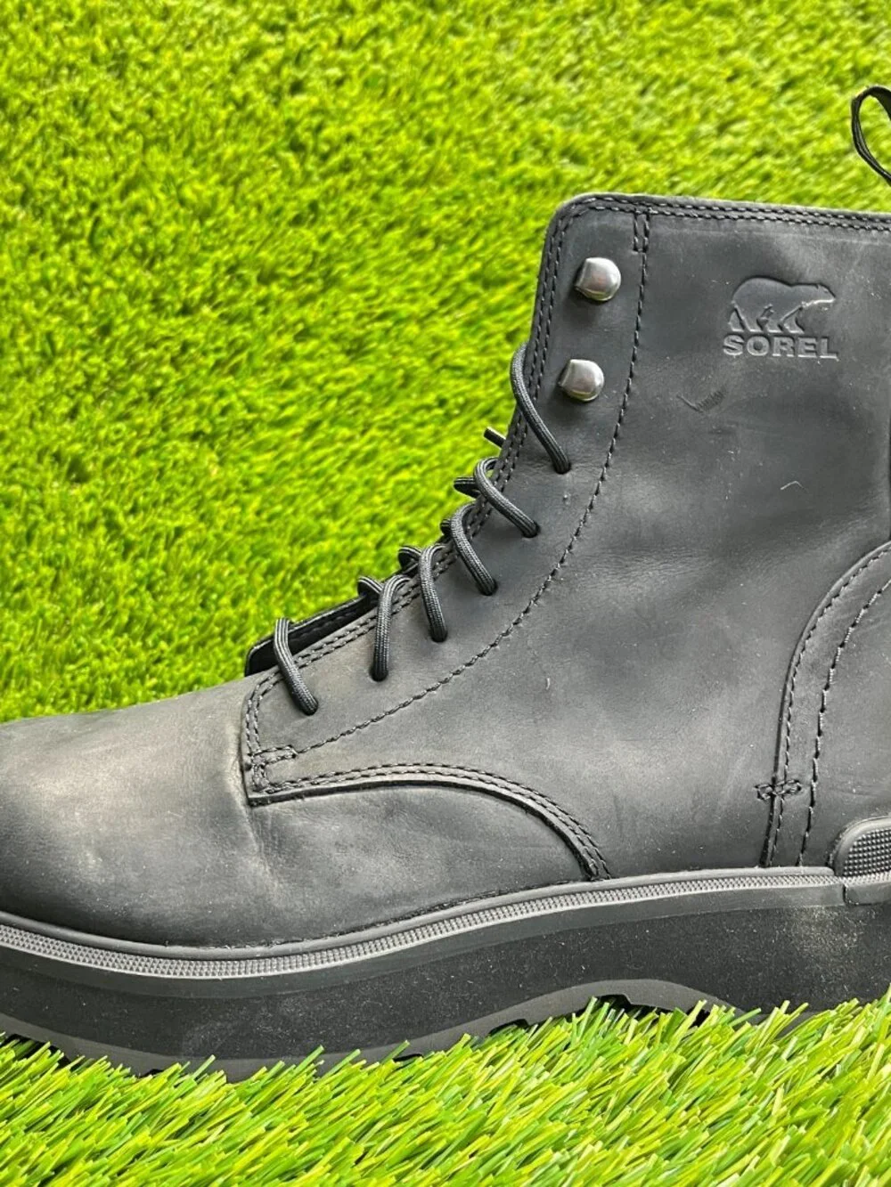 Sorel Hi-Line Womens Size 7.5 Black Classic Outdoor Leather Lace Up Heel Boots_3